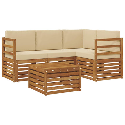 Utomhussoffset med kudde 5 pcs Naturlig och Beige
