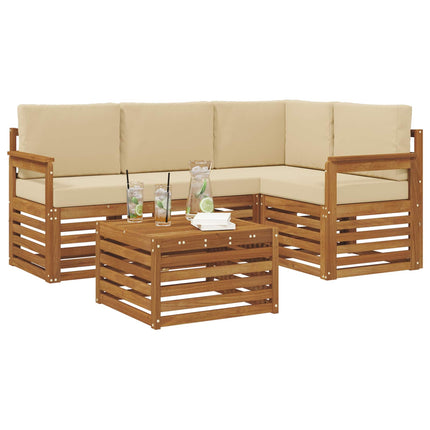 Utomhussoffset med kudde 5 pcs Naturlig och Beige