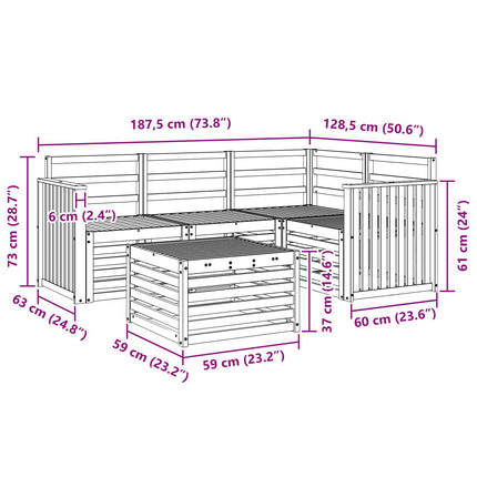 Utomhussoffset 5 pcs Naturfärg