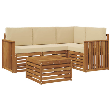 Utomhussoffset med kudde 5 pcs Naturlig och Beige