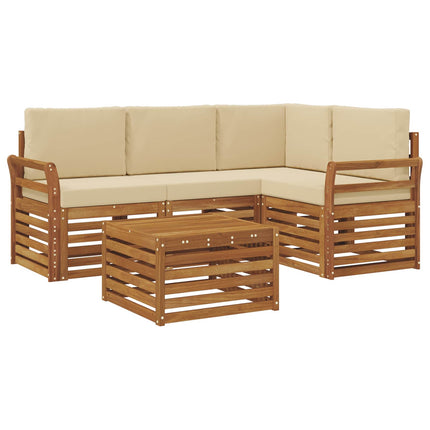 Utomhussoffset med kudde 5 pcs Naturlig och Beige