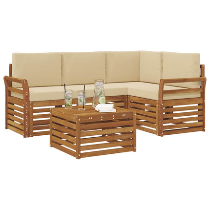 Utomhussoffset med kudde 5 pcs Naturlig och Beige