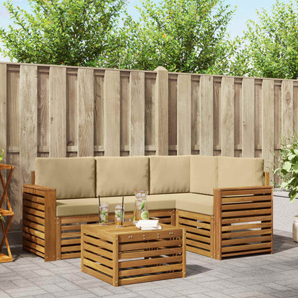 Utomhussoffset med kudde 5 pcs Naturlig och Beige