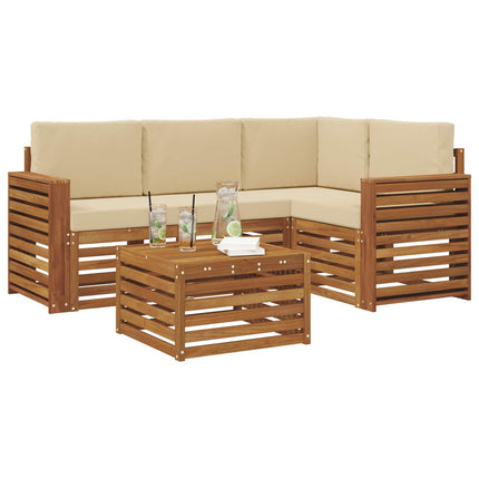 Utomhussoffset med kudde 5 pcs Naturlig och Beige
