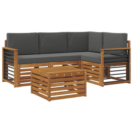 Utomhussoffset med kudde 5 pcs Naturlig och Antracit