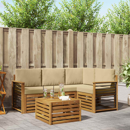 Utomhussoffset med kudde 5 pcs Naturlig och Beige