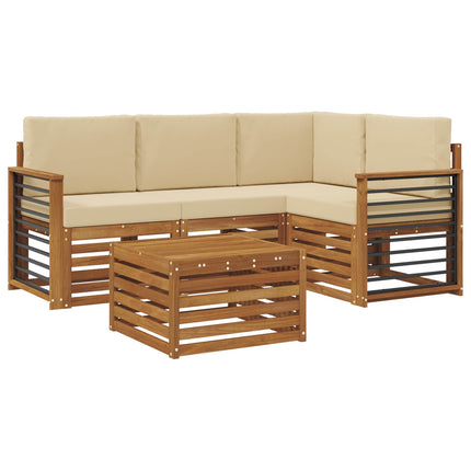 Utomhussoffset 5 st Naturlig och Beige Polyester