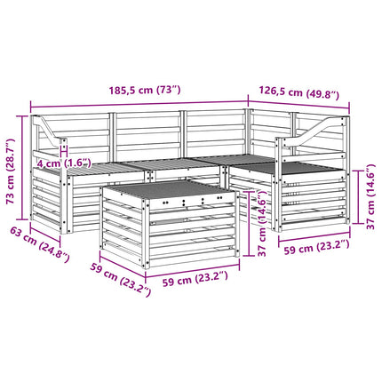Utomhussoffset 5 pcs Naturfärg