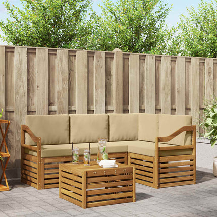 Utomhussoffset med kudde 5 pcs Naturlig och Beige
