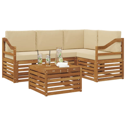 Utomhussoffset 5 st Naturlig och Beige Polyester