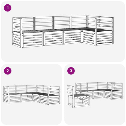 Sektionsoffgrupp 5 pcs Naturfärg Massivt Akaciaträ