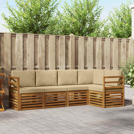 Sektionsoffgrupp 5 pcs Naturlig och Beige Massivt Akaciaträ