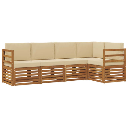 Sektionsoffgrupp 5 pcs Naturlig och Beige Massivt Akaciaträ