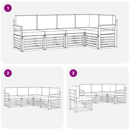 Sektionsoffgrupp 5 pcs Naturlig och Grädde Massivt Akaciaträ