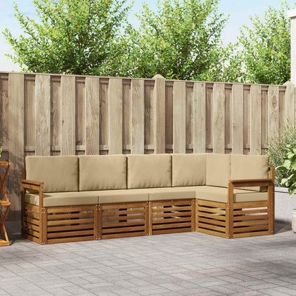 Sektionsoffgrupp 5 pcs Naturlig och Beige Massivt Akaciaträ