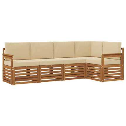 Sektionsoffgrupp 5 pcs Naturlig och Beige Massivt Akaciaträ