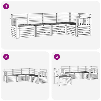 Sektionsoffgrupp 5 pcs Naturfärg Massivt Akaciaträ