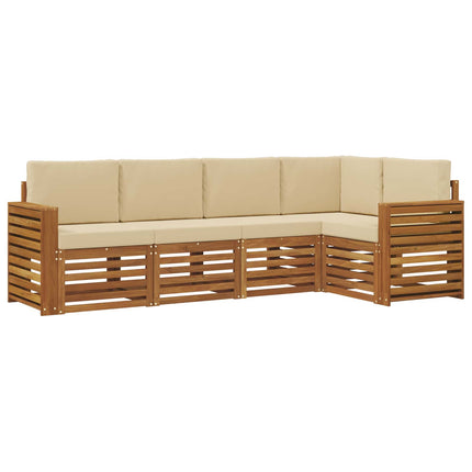 Sektionsoffgrupp 5 pcs Naturlig och Beige Massivt Akaciaträ
