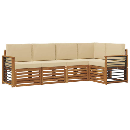 Sektionsoffgrupp 5 pcs Naturlig och Beige Massivt Akaciaträ