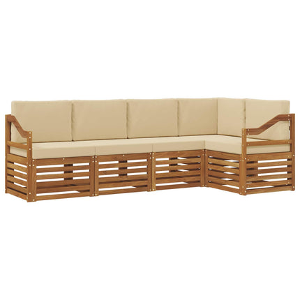 Sektionsoffgrupp 5 pcs Naturlig och Beige Massivt Akaciaträ