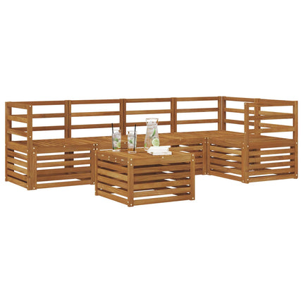 Sektionsoffgrupp 6 pcs Naturfärg Massivt Akaciaträ