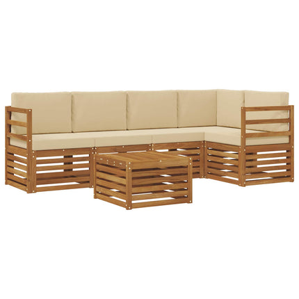 Sektionsoffgrupp 6 pcs Naturlig och Beige Massivt Akaciaträ