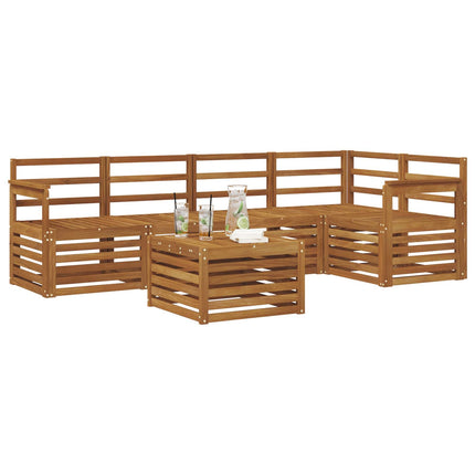 Sektionsoffgrupp 6 pcs Naturfärg Massivt Akaciaträ
