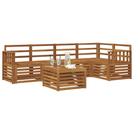Sektionsoffgrupp 6 pcs Naturfärg Massivt Akaciaträ