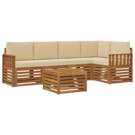 Sektionsoffgrupp 6 pcs Naturlig och Beige Massivt Akaciaträ