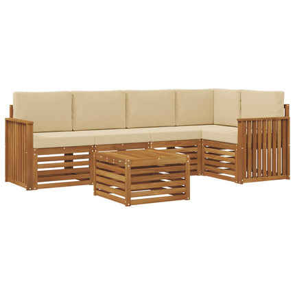 Sektionsoffgrupp 6 pcs Naturlig och Beige Massivt Akaciaträ
