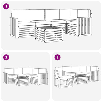 Sektionsoffgrupp 6 pcs Naturlig och Beige Massivt Akaciaträ