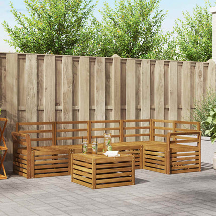 Sektionsoffgrupp 6 pcs Naturfärg Massivt Akaciaträ