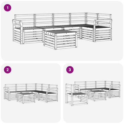 Sektionsoffgrupp 6 pcs Naturfärg Massivt Akaciaträ