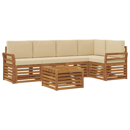 Sektionsoffgrupp 6 pcs Naturlig och Beige Massivt Akaciaträ