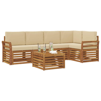 Utomhussoffset 6 st Naturlig och Beige Polyester