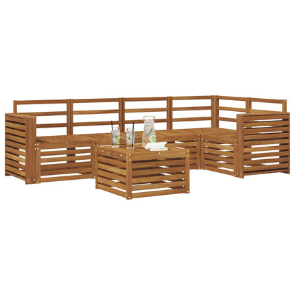 Sektionsoffgrupp 6 pcs Naturfärg Massivt Akaciaträ