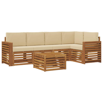 Sektionsoffgrupp 6 pcs Naturlig och Beige Massivt Akaciaträ