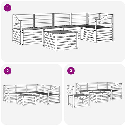 Sektionsoffgrupp 6 pcs Naturfärg Massivt Akaciaträ
