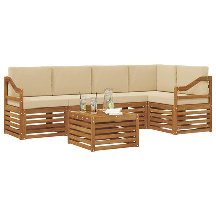 Utomhussoffset 6 st Naturlig och Beige Polyester
