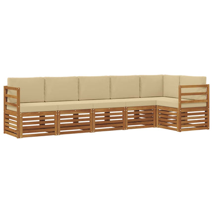 Sektionsoffgrupp 6 pcs Naturlig och Beige Massivt Akaciaträ