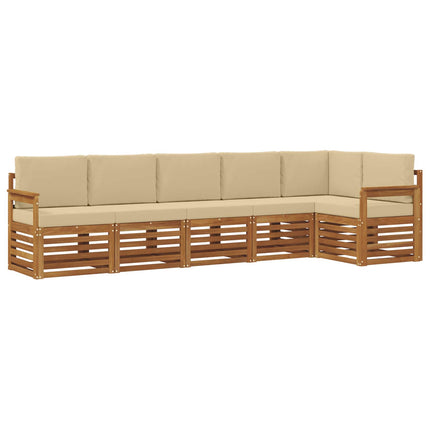 Utomhussoffset 6 st Naturlig och Beige Polyester