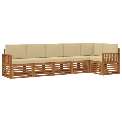 Utomhussoffset 6 st Naturlig och Beige Polyester