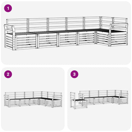 Sektionsoffgrupp 6 pcs Naturfärg Massivt Akaciaträ