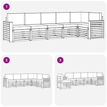 Sektionsoffgrupp 6 pcs Naturlig och Grädde Massivt Akaciaträ