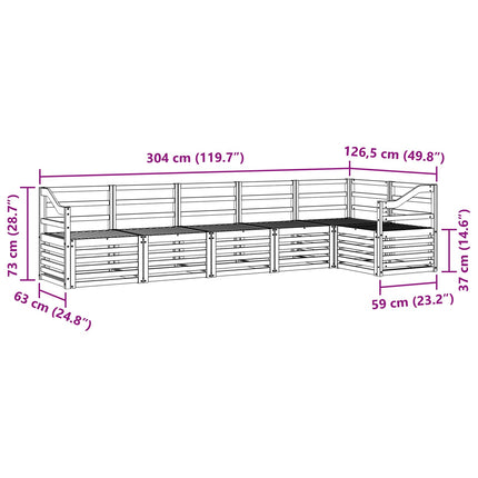 Sektionsoffgrupp 6 pcs Naturfärg Massivt Akaciaträ