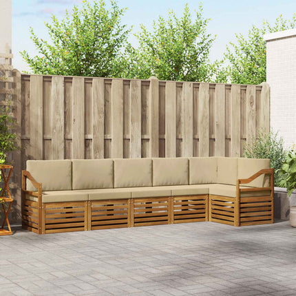 Sektionsoffgrupp 6 pcs Naturlig och Beige Massivt Akaciaträ