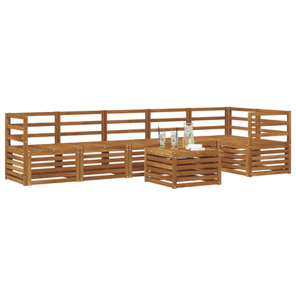 Sektionsoffgrupp 7 pcs Naturfärg Massivt Akaciaträ