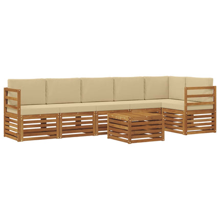 Sektionsoffgrupp 7 pcs Naturlig och Beige Massivt Akaciaträ