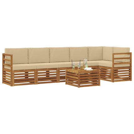Utomhussoffset 7 st Naturlig och Beige Polyester