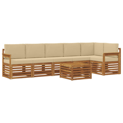 Sektionsoffgrupp 7 pcs Naturlig och Beige Massivt Akaciaträ